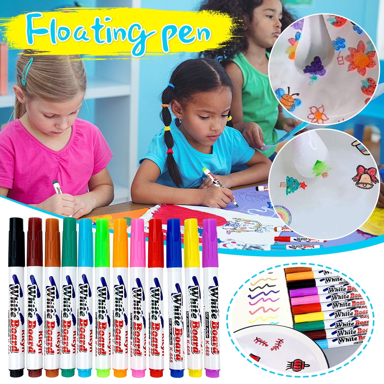 12Pack Water-Based Whiteboard Pen Easy-To-Erasable Marker 10Ml