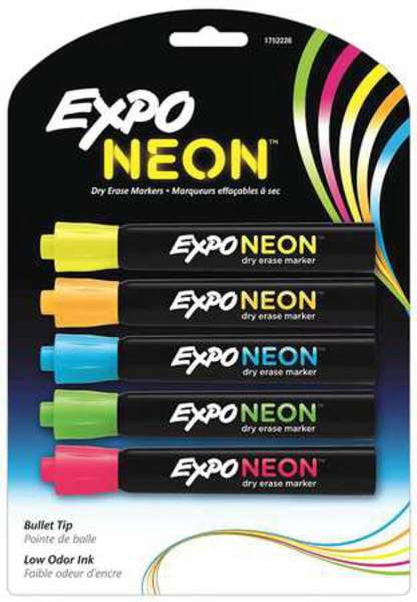 1PACK Expo 1752226 Dry Erase Marker, Bullet Tip, Assorted Colors PK5