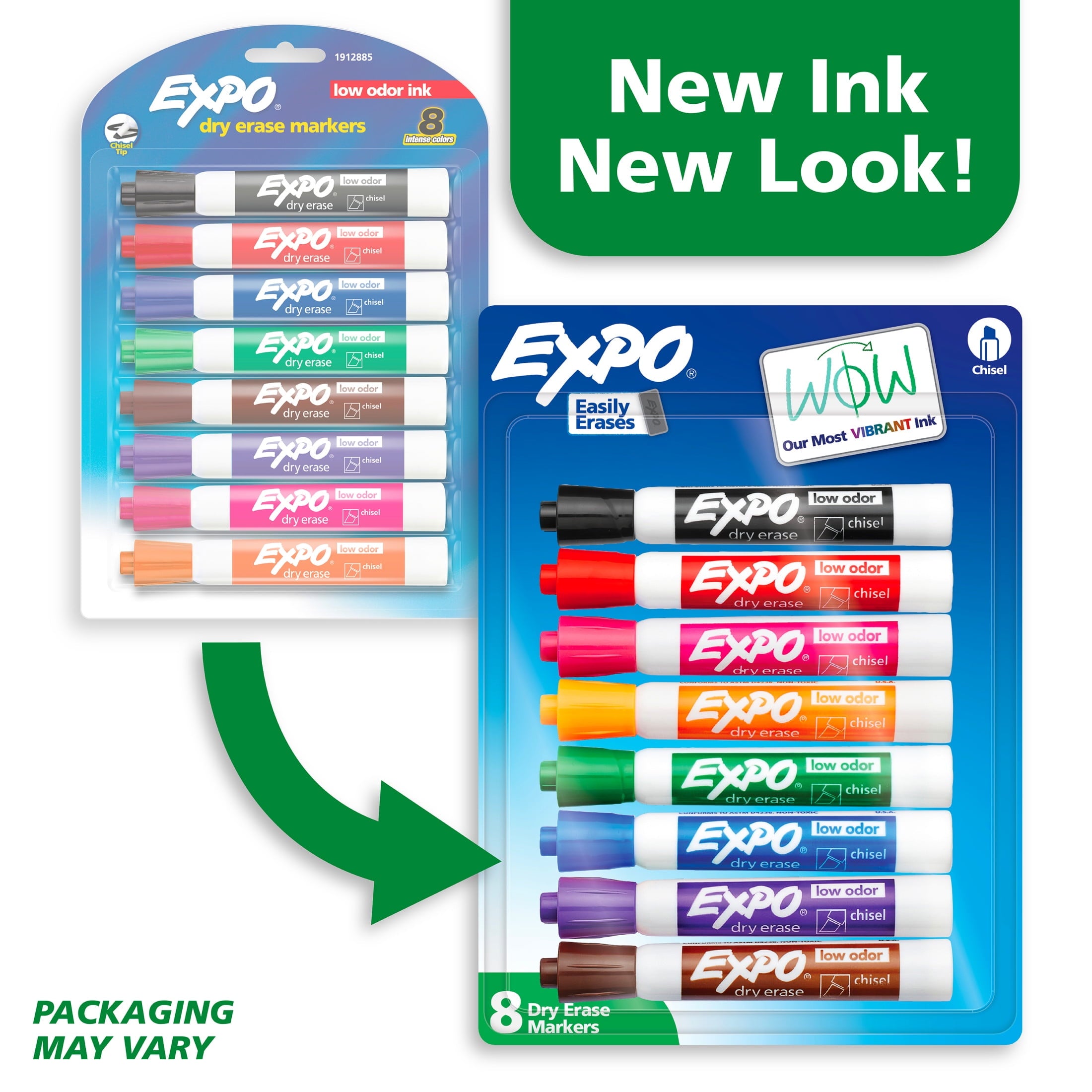 (3 pack) EXPO Dry Erase Markers, Chisel Tip, Assorted Colors, 8 Count