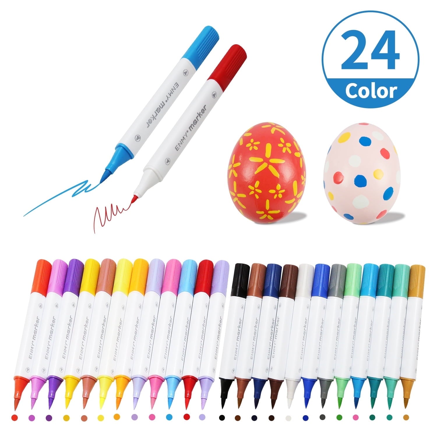 24 Colors Acrylic Paint Pens Markers,ASOVNXF Dual Tip Acrylic Paint Markers with Brush Tip and Fine Tip for Rock Painting,Wood,Canvas,Stone,Ceramic Surfaces,DIY Crafts Making Art Supplies