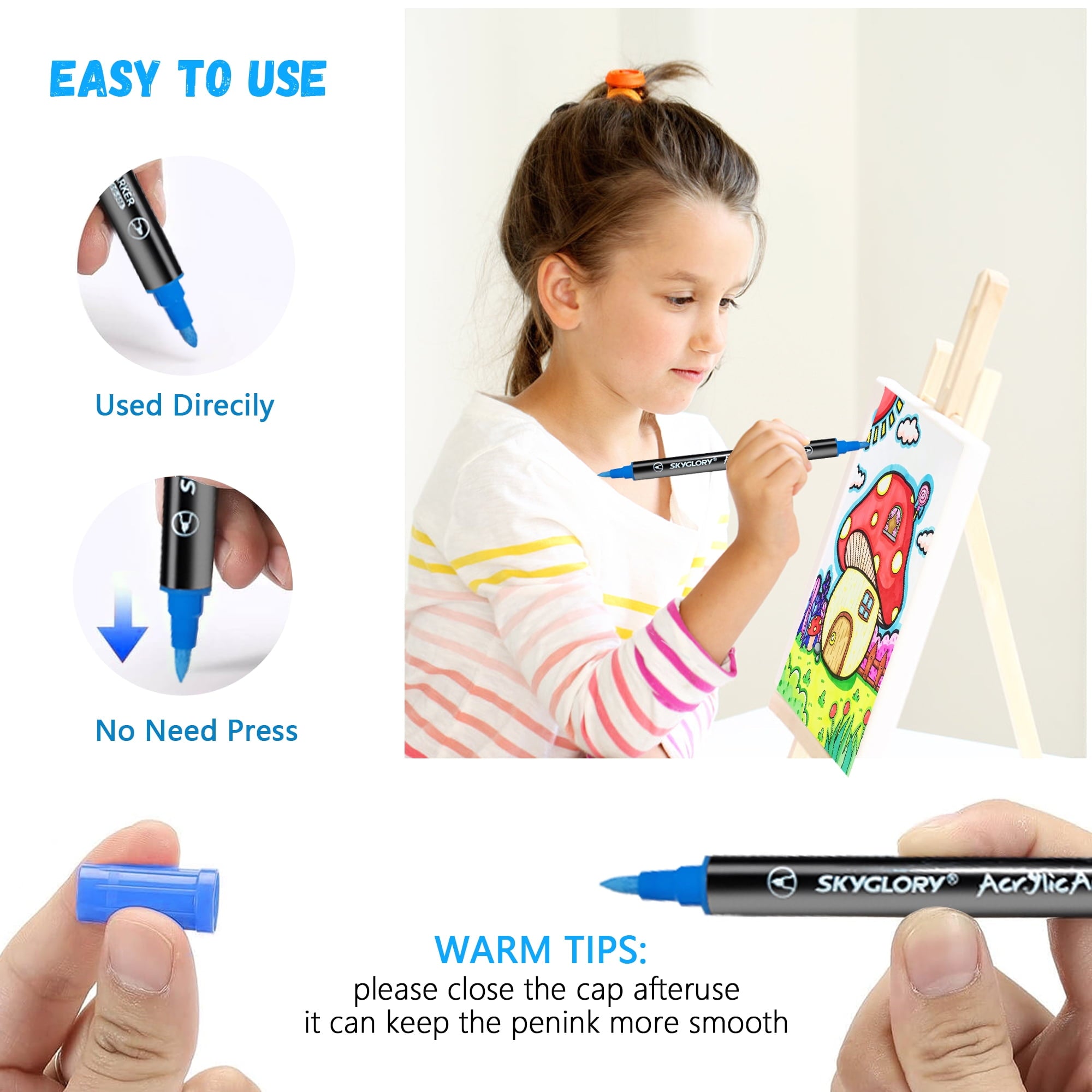 24 Colors Acrylic Paint Pens Paint Markers Set,Dual Tip Paint Markers With Medium Tip and Brush Tip for Rock Painting,Ceramic,Wood,Plastic,Calligraphy, Scrapbooking,Brush Lettering,DIY Crafts