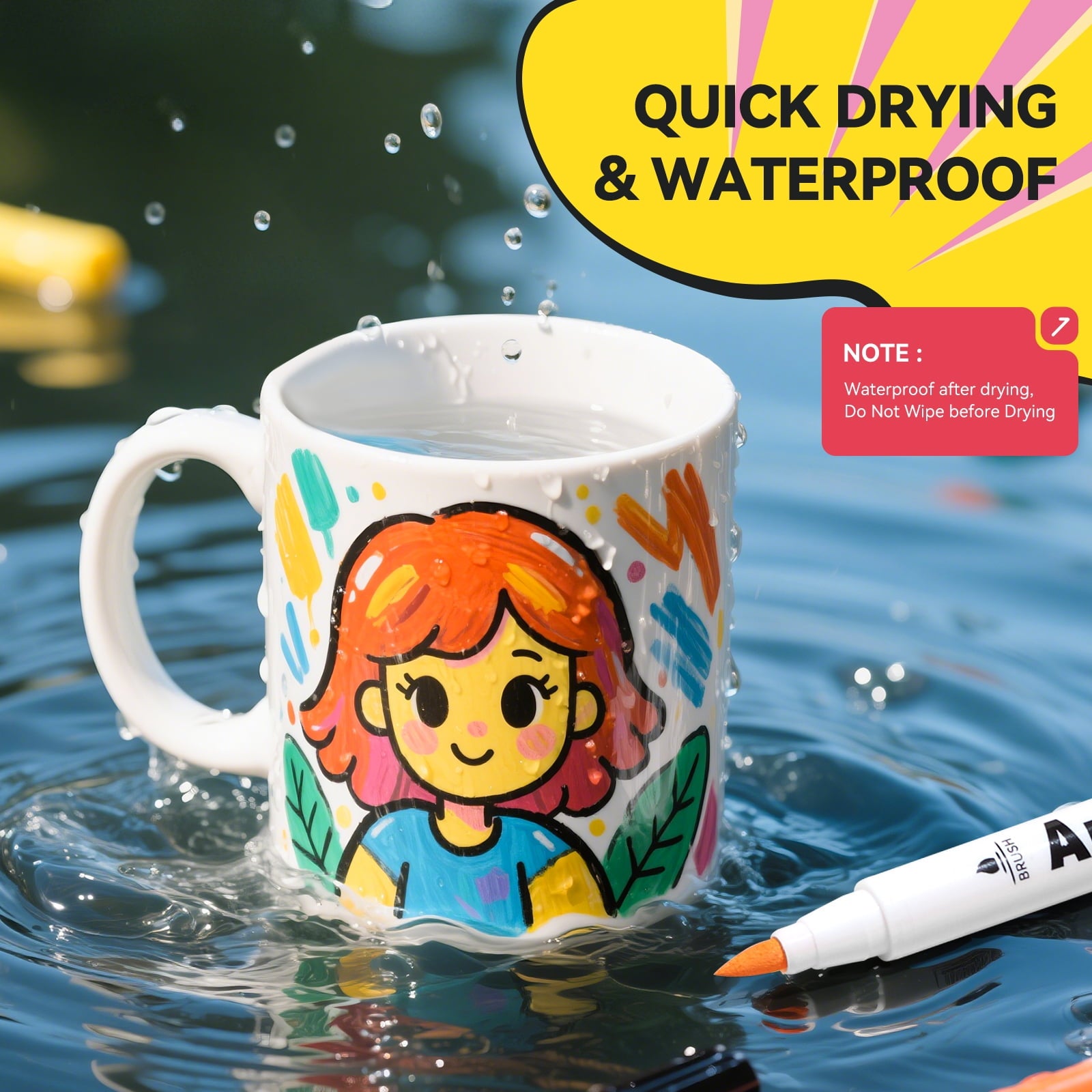 Arrtx 120 Anime Colors Acrylic Paint Markers, 1-6mm Brush Tip Water Based Acrylic Paint Pens for Drawing, Rock Painting